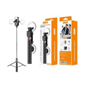 Support trépied portable Bluetooth  avec télécommande, 2 éclairage d'appoint, extensible et rétractable